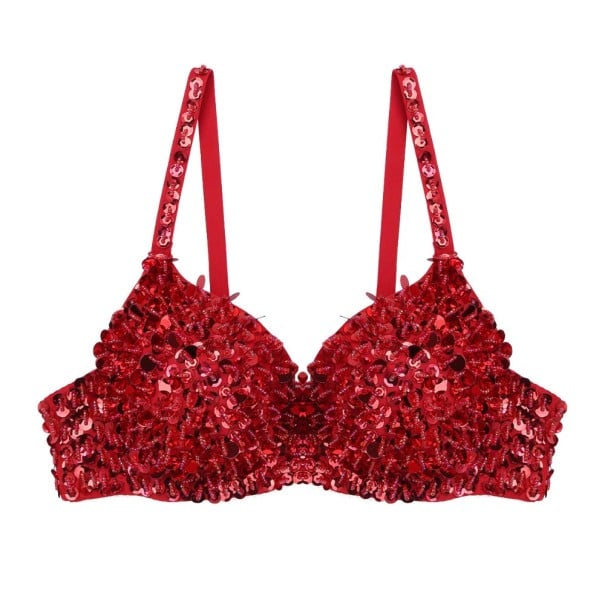 Damen-BH mit Pailletten rot L