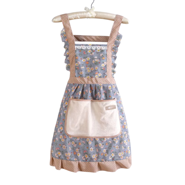 Damen Blumen Küchenschürze 90x70 cm Niedliche verstellbare Schürze mit Tasche zum Kochen Backen Grillen Chefkoch blau