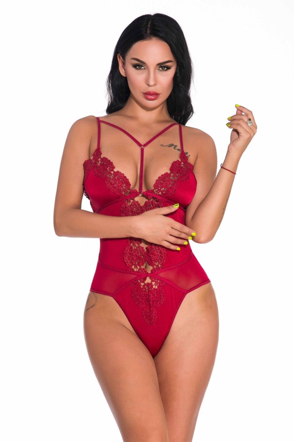 Damen-Body aus Spitze B721 rot M