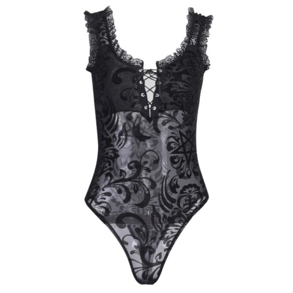 Damen-Body aus Spitze in Schwarz XL