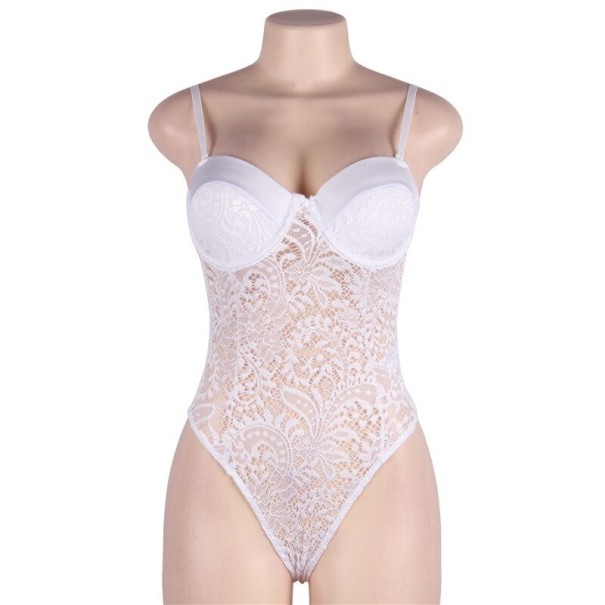 Damen-Body aus Spitze mit schmalen Trägern weiß S