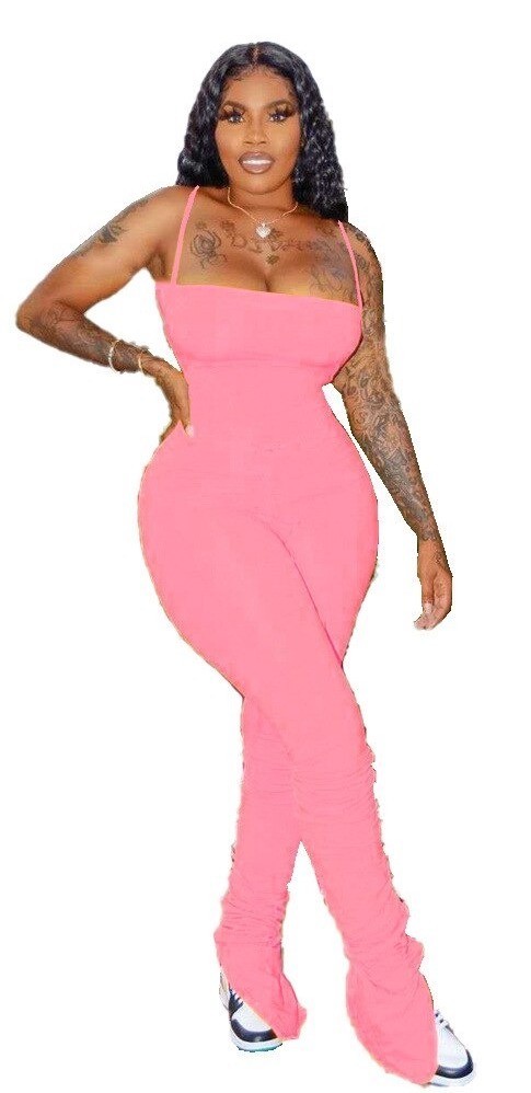 Damen-Bodycon-Overall mit Trägern rosa XXL