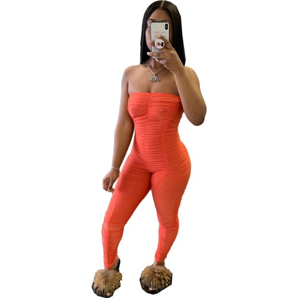 Damen-Bodycon-Overall trägerloser A2002 orange XS