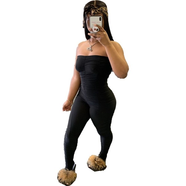 Damen-Bodycon-Overall trägerloser A2002 schwarz L