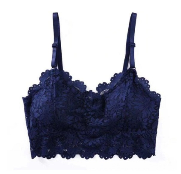 Damen-Bralette-BH mit Blumenmuster dunkelblau