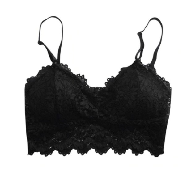 Damen-Bralette-BH mit Blumenmuster schwarz