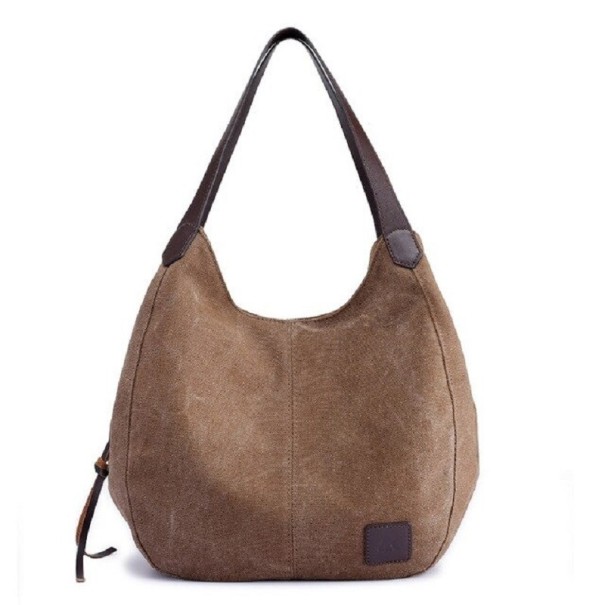 Damen-Canvas-Handtasche M1058 braun