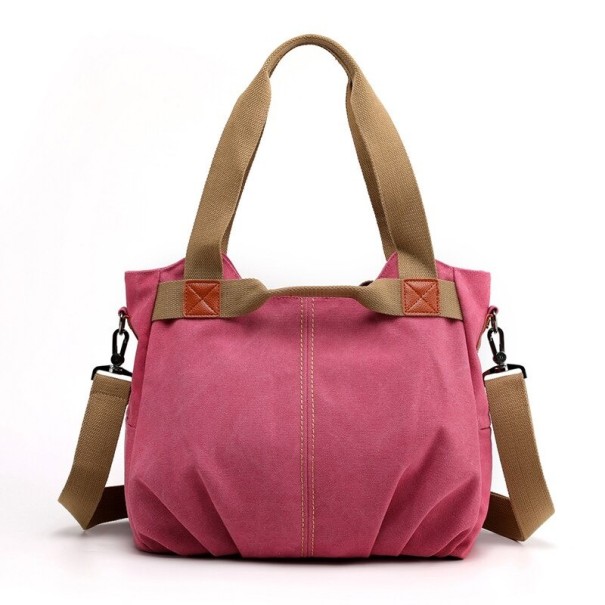 Damen-Canvas-Handtasche M1347 dunkelrosa