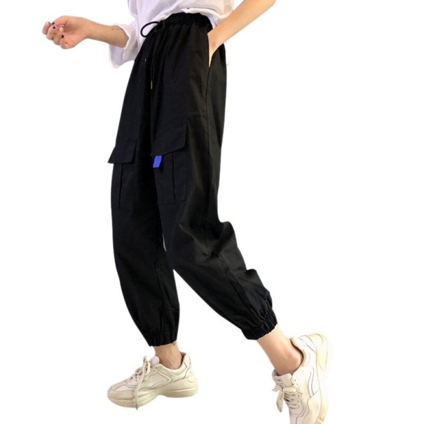 Damen-Cargohose mit elastischem Bund schwarz M 2
