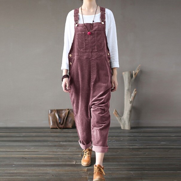 Damen-Cordhose mit Hosenträgern altrosa XXL