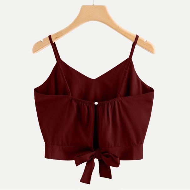 Damen-Crop-Top mit Schleife dunkelrot S