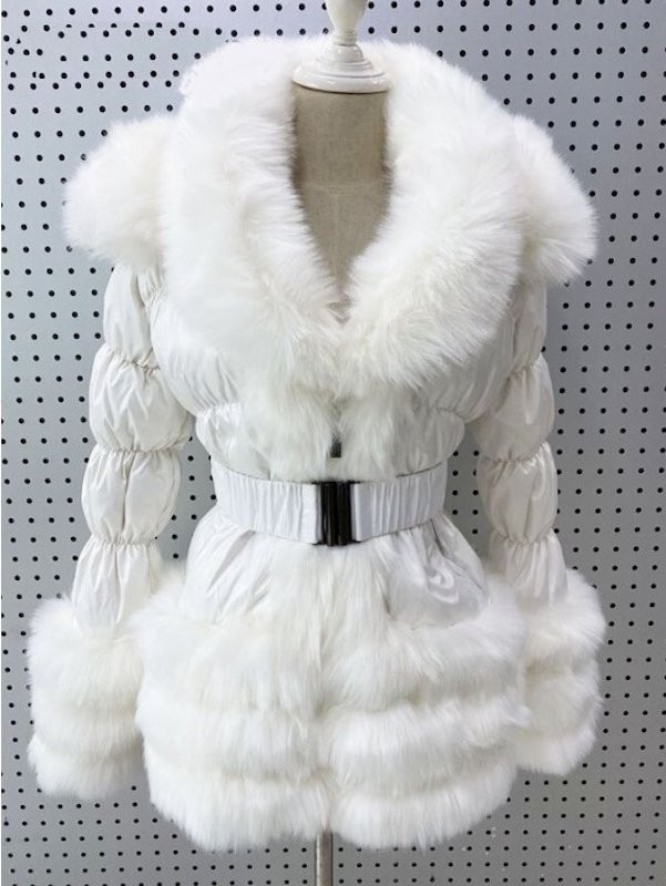 Damen-Daunenjacke mit Fell XL 5