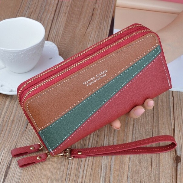 Damen-Doppel-Leder-Geldbörse J104 rot