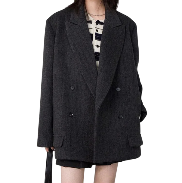 Damen Elegantes Sakko mit Kragen Einfarbiges Sakko aus Polyester und Wolle Stilvolle Jacke in verschiedenen Farben für Büro, gesellschaftliche Anlässe und Freizeit schwarz M