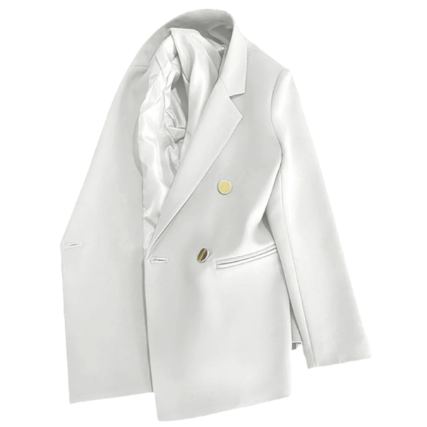 Damen elegantes Sakko mit Revers und Taschen Einfarbiges Sakko aus Polyester Stilvolle Jacke in verschiedenen Farben für Büro, gesellschaftliche Anlässe und Freizeit weiß L