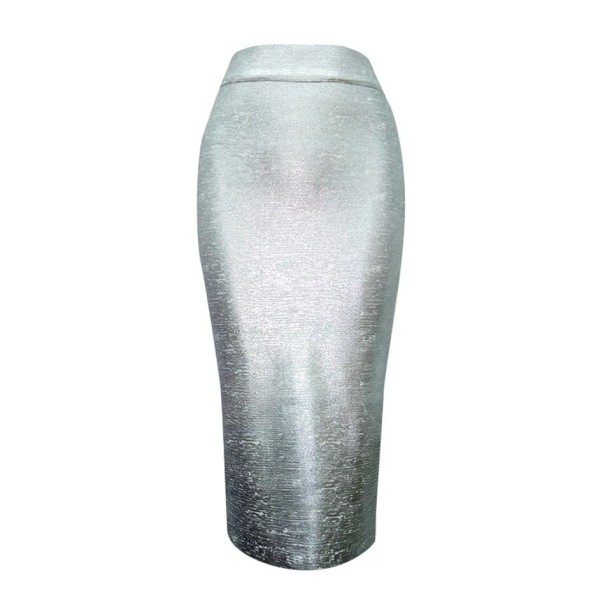 Damen-Etuirock glänzend A1053 silbern M