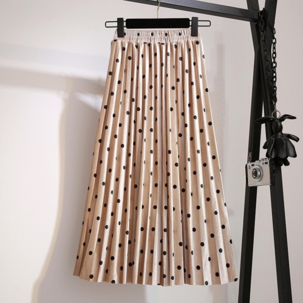 Damen-Faltenrock mit Punkten beige S