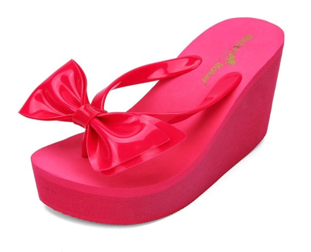 Damen-Flip-Flops auf Plateau A2577 rot 35