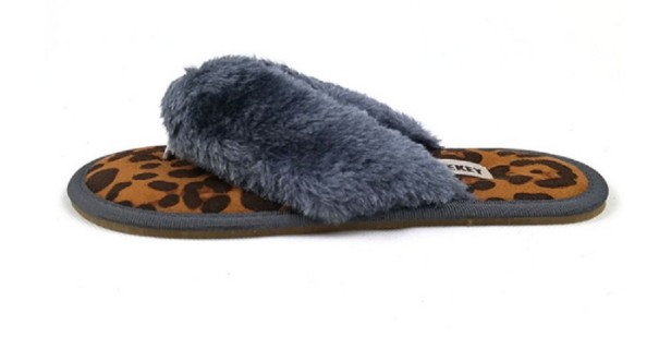 Damen-Flip-Flops mit heimischem Leopardenmuster grau 37