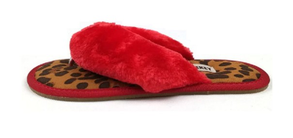 Damen-Flip-Flops mit heimischem Leopardenmuster rot 38