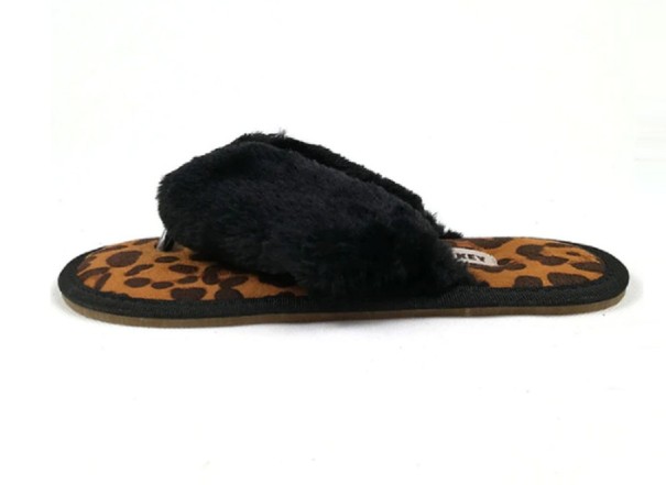 Damen-Flip-Flops mit heimischem Leopardenmuster schwarz 37