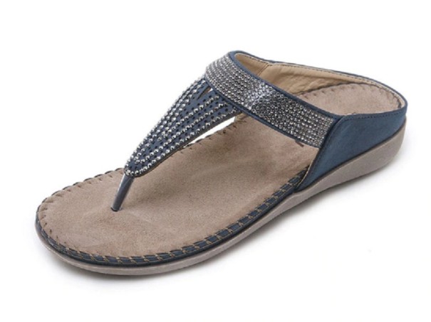 Damen-Flip-Flops mit Strasssteinen blau 41