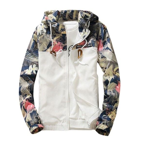 Damen-Frühlingsjacke mit Blumen J1038 weiß XS