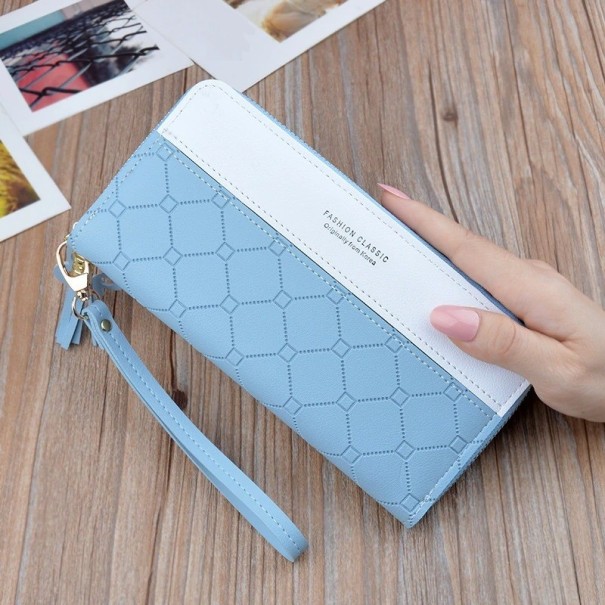 Damen-Geldbörse aus Leder mit Riemen M214 hellblau