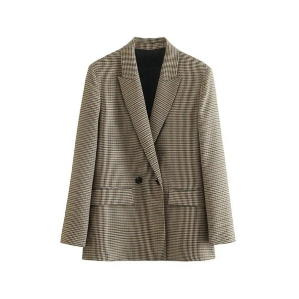 Damen graue elegante Blazer mit Streifen und Kragen Einfarbiger Blazer mit Taschen und Knopfverschluss aus Polyester Stilvolle Jacke für das Büro L
