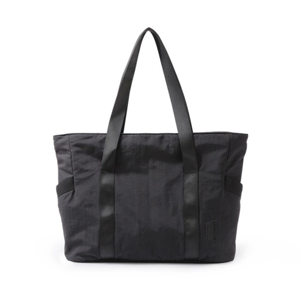 Damen große Umhängetasche mit Laptopfach und Yoga-Matten-Gurt 39 x 15,5 x 31 cm Nylon Tasche für Schule und Arbeit schwarz