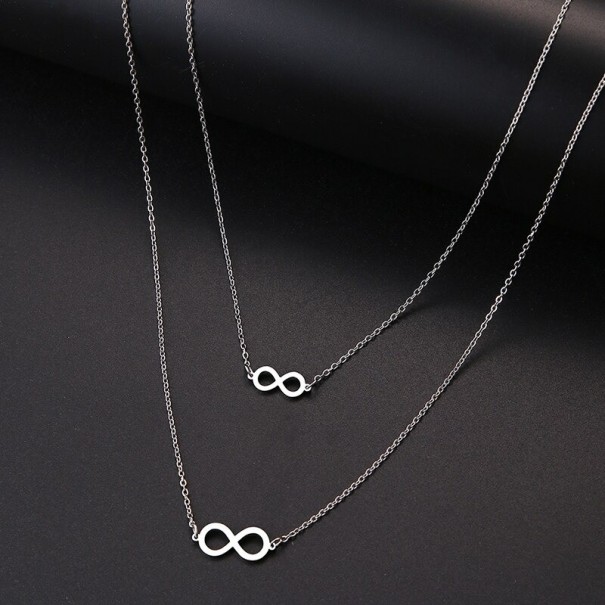 Damen-Halskette mit doppeltem Anhänger D259 silbern 3