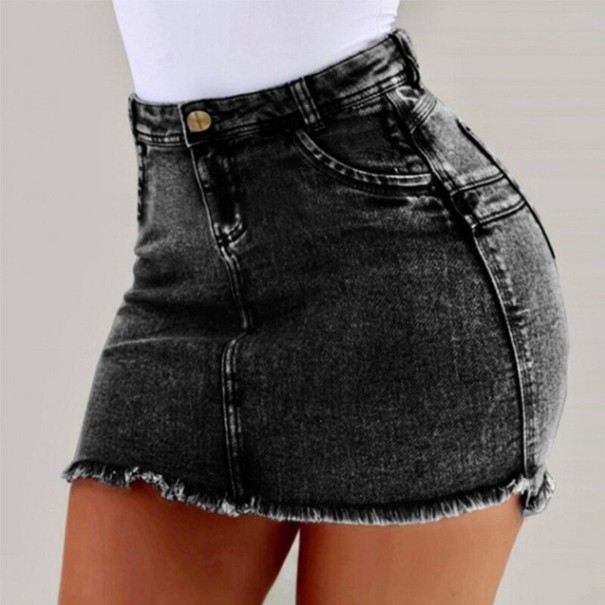 Damen-Jeans-Minirock mit hoher Taille A1915 schwarz S