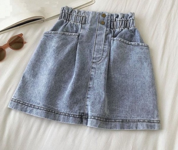 Damen-Jeansrock mit elastischem Bund hellblau M