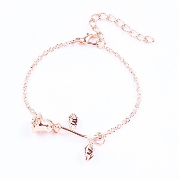 Damen-Kettenarmband mit einer Rose altrosa 2