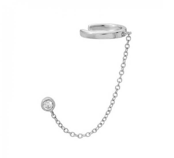 Damen-Kettenohrring mit Ohrläppchen silbern 2