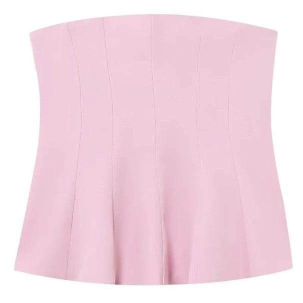 Damen Korsett Top Ohne Träger Einfarbig O-Ausschnitt Enganliegendes Polyesteroberteil Eleganter Sommerstil rosa XS