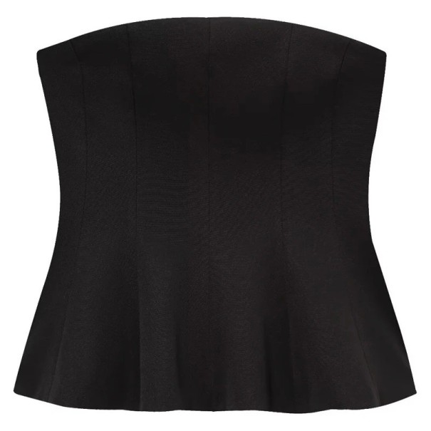 Damen Korsett Top Ohne Träger Einfarbig O-Ausschnitt Enganliegendes Polyesteroberteil Eleganter Sommerstil schwarz XS