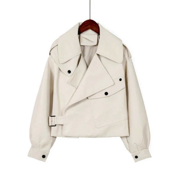 Damen-Kunstlederjacke A1826 creme M