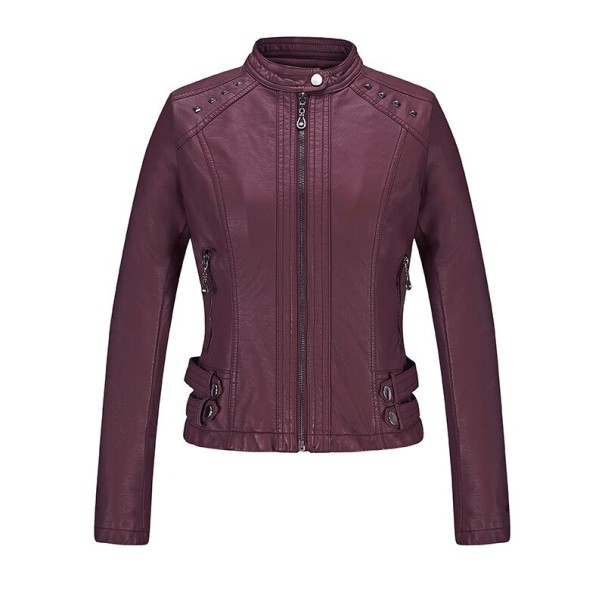 Damen-Kunstlederjacke P1541 weinrot S