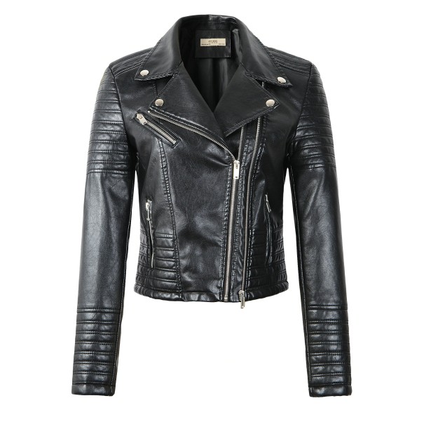 Damen Kunstlederjacke schwarz A1830 L