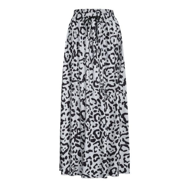 Damen lange Maxiröcke mit Leopardenmuster Raffung und fließender Schnitt bis zu den Knöcheln Elastischer Bund mit Kordelzug Polyester XL 4