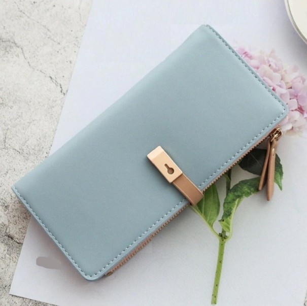 Damen-Lederbrieftasche M256 hellblau