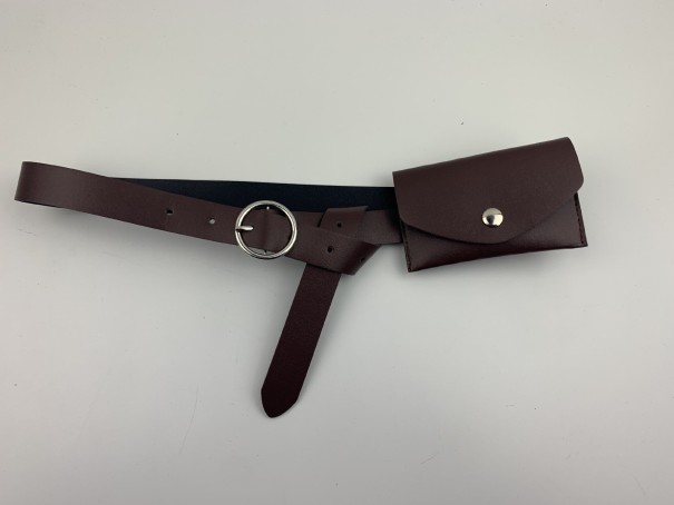 Damen-Ledergürtel mit Tasche dunkelbraun 1