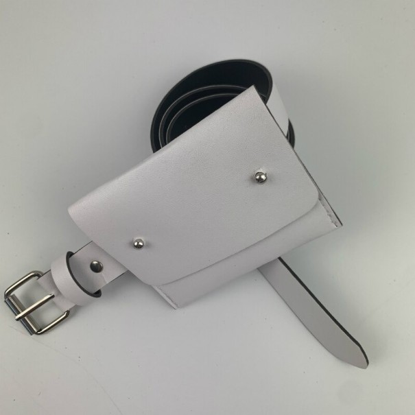 Damen-Ledergürtel mit Tasche weiß 2