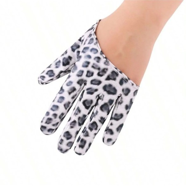 Damen Lederhandschuhe bis zur Hälfte der Handfläche Universelle Größe Synthetisches Leder Polyester Spandex Stylische kurze Handschuhe für ein elegantes Outfit leopard