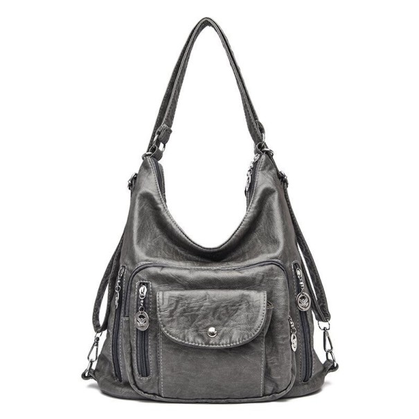 Damen-Lederhandtasche M1045 dunkelgrau