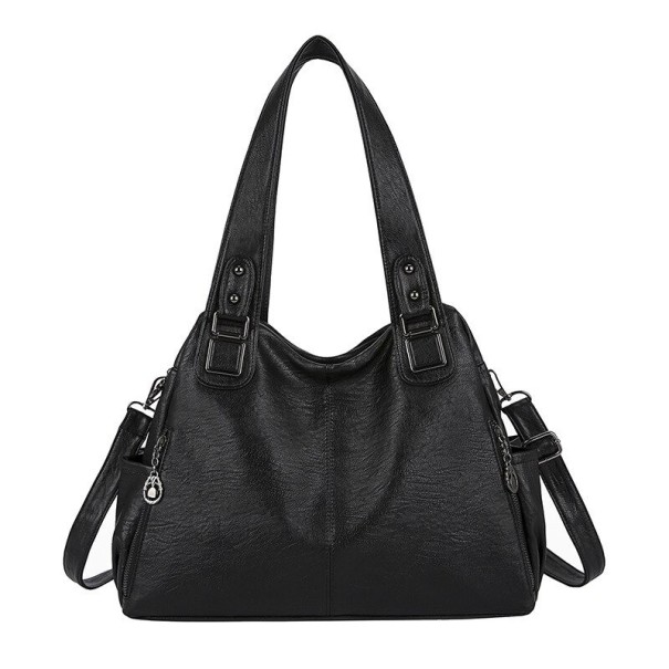 Damen-Lederhandtasche M1075 schwarz