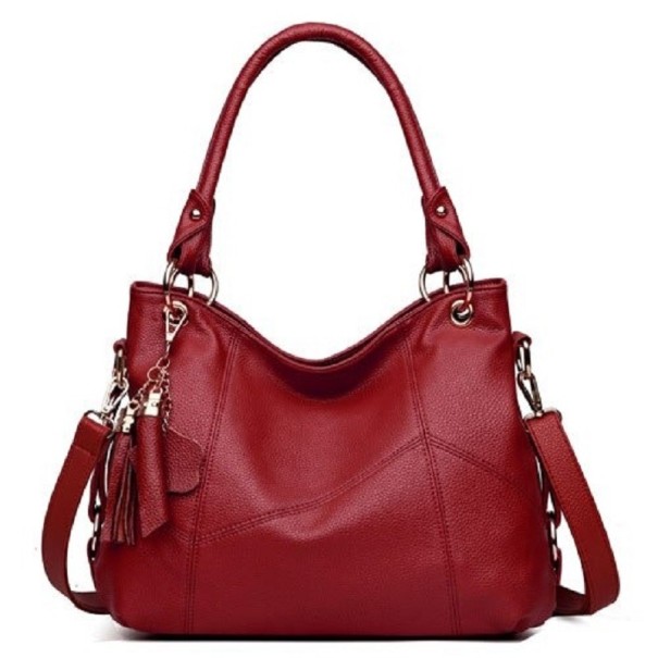 Damen-Lederhandtasche M1158 weinrot