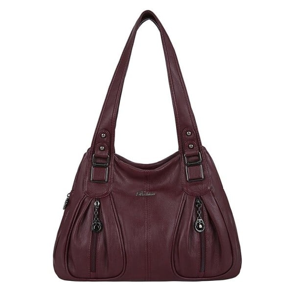 Damen-Lederhandtasche M1327 weinrot