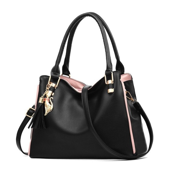 Damen-Lederhandtasche M1518 schwarz